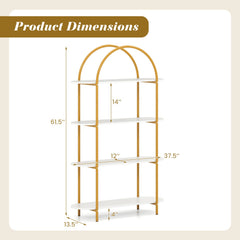 4-Tier Open Bookcase with Sturdy Metal Frame for Living Room