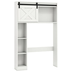 4-Tier Over The Toilet Storage Cabinet with Sliding Barn Door and Storage Shelves