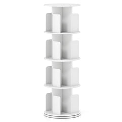 4-Tier Rotating Bookshelf 360° Display Rack with Dividers and Anti-falling Baffles