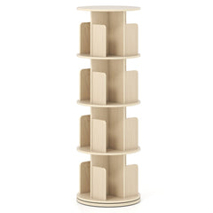 4-Tier Rotating Bookshelf 360° Display Rack with Dividers and Anti-falling Baffles