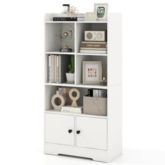 4 Tiers Bookshelf with 4 Cubes Display Shelf and 2 Doors