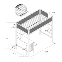 Axel - Twin Loft Bed With Desk & Shelves - Black