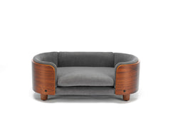 Scandinavian Style Elevated Dog Bed with Solid Walnut Wood Legs