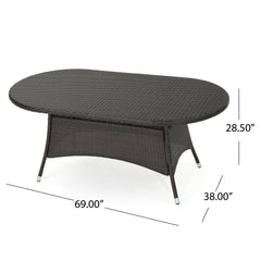 7-Piece Outdoor Wicker Dining Set, Seats 6