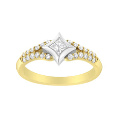 10K Two Tone Color 1/2 Cttw Diamond Kite and Split Shank Ring (H-I Color,SI2-I1 Clarity)