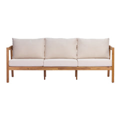 4 Piece Acacia Wood Patio Furniture Set with Soft Cushions