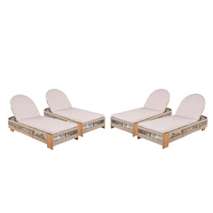 Outdoor Chaise Lounge Chair, Acacia Wood with Adjustable Backrest and Cushion