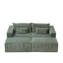 87' Oversized Sectional Lounge Chaise with Plush Corduroy Fabric