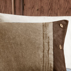 7 Piece Faux Suede Comforter Set Brown Queen