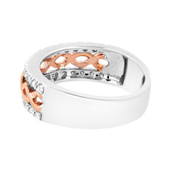 10K White and Rose Gold 1/3 Cttw Diamond Split Shank and Infinity Ribbon Band Ring (I-J Color, I1-I2 Clarity) - Size 6