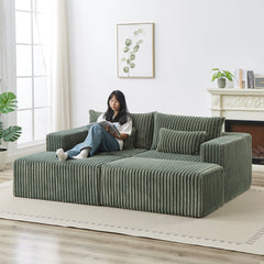 87' Oversized Sectional Lounge Chaise with Plush Corduroy Fabric