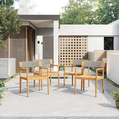 Patio Set Outdoor Acacia Wood Furniture Sets - Braided Dining Chairs & Dining Table