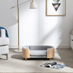 Scandinavian Style Elevated Dog Bed Pet Sofa With Solid Wood Legs