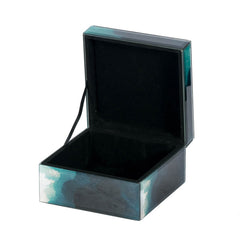 6' x 6' x 5' Bethany Aqua Jewelry Box, Stackable Decorative Storage Boxes With Lids