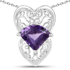 7.80 Carat Genuine Amethyst .925 Sterling Silver Pendant