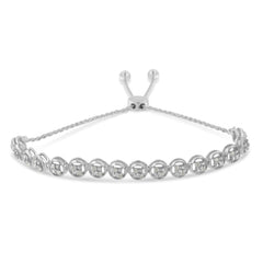 .925 Sterling Silver 1/4 cttw Round-cut Diamond Bolo Bracelet (I-J Color, I3 Clarity)