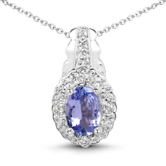 2.46 Carat Genuine Tanzanite and White Topaz .925 Sterling Silver 3 Piece Jewelry Set (Ring, Earrings, and Pendant w/ Chain)