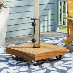 RALPH Square Umbrella Base with Teak Finish and Acacia Wood Construction