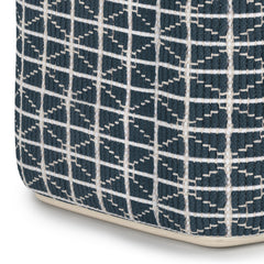Noreen Square Pouf - Dark Blue / White