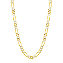 6.0mm 14K Yellow Gold Solid Pave Figaro Chain