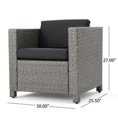 Outdoor Club Chair Set of 4 with Water Resistant Cushions