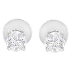 14K White Gold 1/2 Cttw Pie-Cut Diamond Solitaire Stud Earrings (H-I Color, SI1-SI2 Clarity)