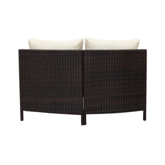 Alora Premium 5-Piece All-Weather Half-Moon Outdoor Rattan Wicker Patio Sectional Sofa Furniture Set With Tempered Glass Table (SAK32615)