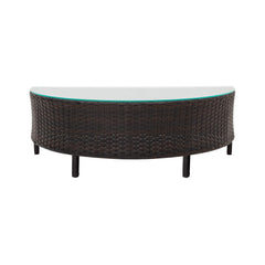Alora Premium 5-Piece All-Weather Half-Moon Outdoor Rattan Wicker Patio Sectional Sofa Furniture Set With Tempered Glass Table (SAK32615)