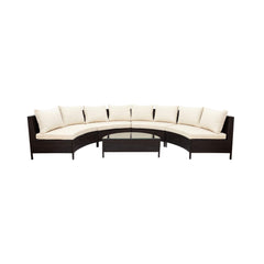 Alora Premium 5-Piece All-Weather Half-Moon Outdoor Rattan Wicker Patio Sectional Sofa Furniture Set With Tempered Glass Table (SAK32615)