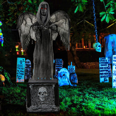 5.5ft Halloween Animatronic Decoration with Light Up Eyes and Shaking Wings