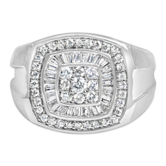 14K White Gold Men's 1 CTTW Diamond Band Ring