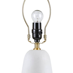 Textured Ceramic Table Lamp with Fluted Fabric Shade - White