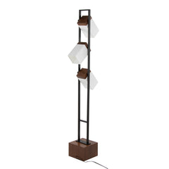 Bento 67.5' Contemporary Metal Floor Lamp in Black Metal and Walnut Wood with White Shade