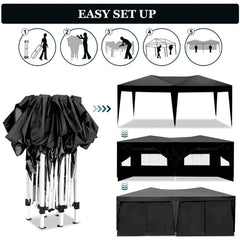 10'x20' Folding Canopy with 6 Removable Sidewalls Outdoor Shelter