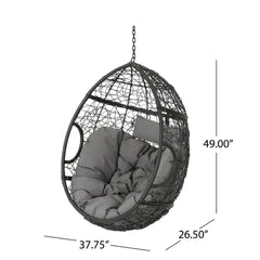 Kylie Boho Style Hanging Basket Chair Rattan with Water Resistant Cushions
