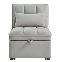 4 in 1 Multi-Function Single Sofa Bed with Storage Pockets Gray