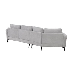 111" Upholstered 3-Seater Sofa with Curved Design and Two Printed Pillows