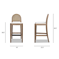 Arlin Upholstered Stool with Curved Back and Footrest - Set of 2