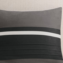 7 PC Pieced Faux Suede Comforter Set Black King