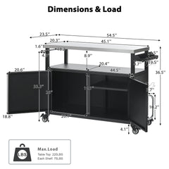 K&K 54.5' Outdoor Kitchen Island with Stainless Steel Tabletop and Storage