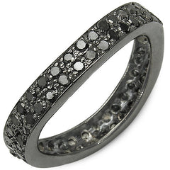 1.11 Carat Genuine Black Diamond .925 Sterling Silver Ring