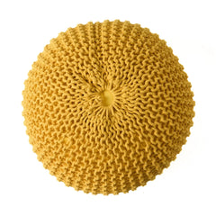 Bordeaux Knitted Cotton Round Pouf Ottoman Floor Cushion