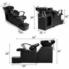 53-Inch Large Premium Salon Barber Backwash Shampoo Chair W/ Bowl, Sink & Footrest (SAK18745)