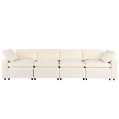 U-Style Upholstered Modular Sofa with Storage and Built-in Tech