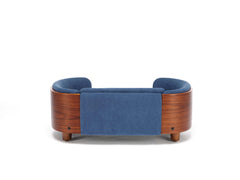 Scandinavian Style Elevated Dog Bed Pet Sofa Velvet Dark Blue Small Size