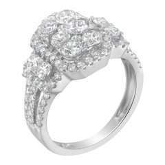 14K White Gold 2 1/4 Cttw Diamond Cocktail Cluster Ring (G-H Color, SI2-I1 Clarity) - Size 7
