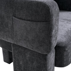 Modern 3-Leg Chenille Accent Chair with Ergonomic Arms & Removable Pillow