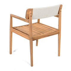 Creative Braided Acacia Wood Outdoor Dining Chairs with Armrests – Set of 2