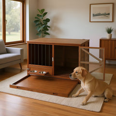 43" Solid Wood Dog Crate Furniture Foldable Indoor Kennel