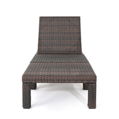 Outdoor Chaise Lounge with Wicker Design and Adjustable Backrest